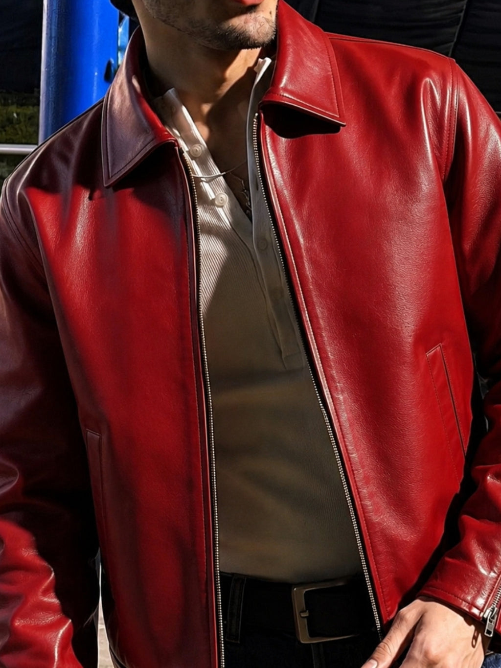 Leather Cherry Red Unisex Jacket