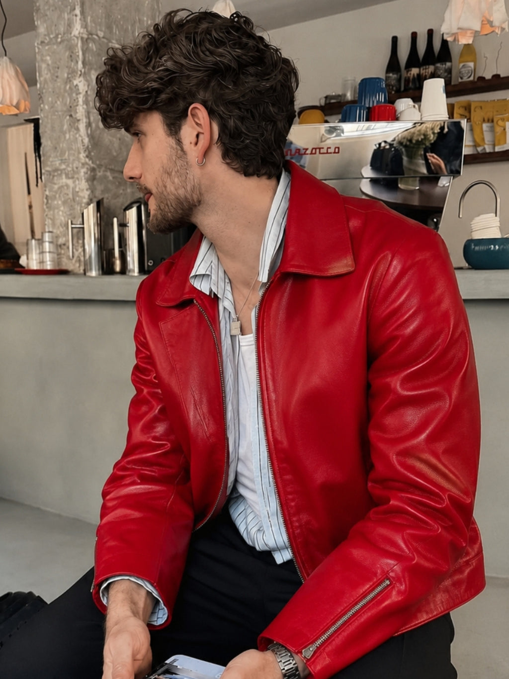 Leather Cherry Red Unisex Jacket