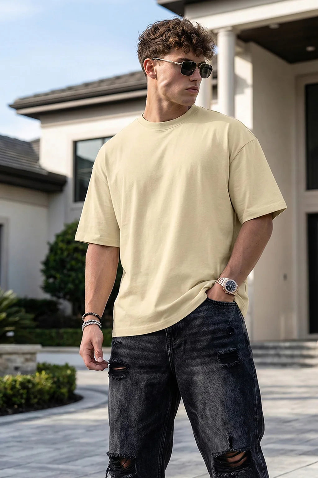 Beige Oversized Unisex T-Shirt