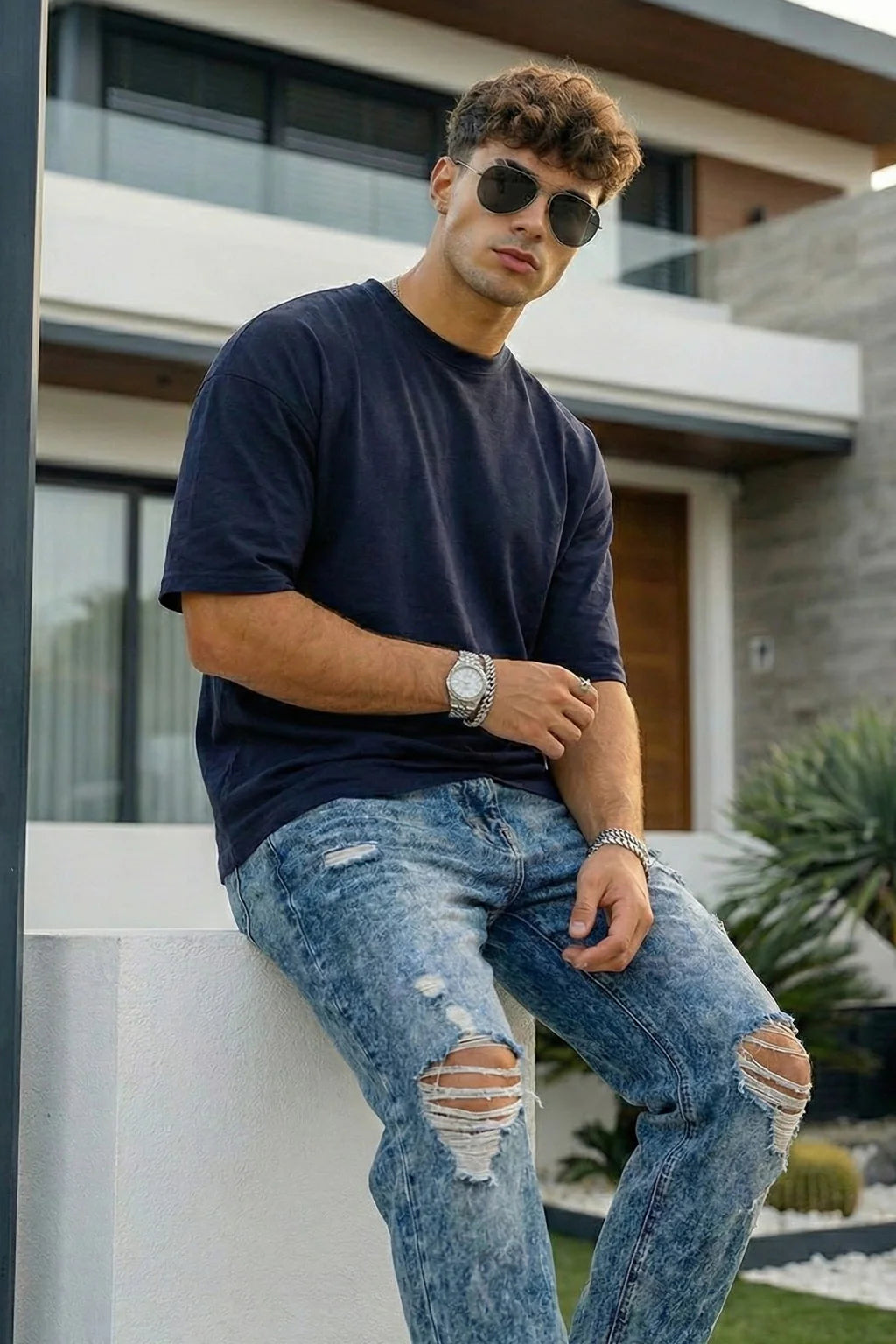 Navy Blue Oversized Unisex T-Shirt