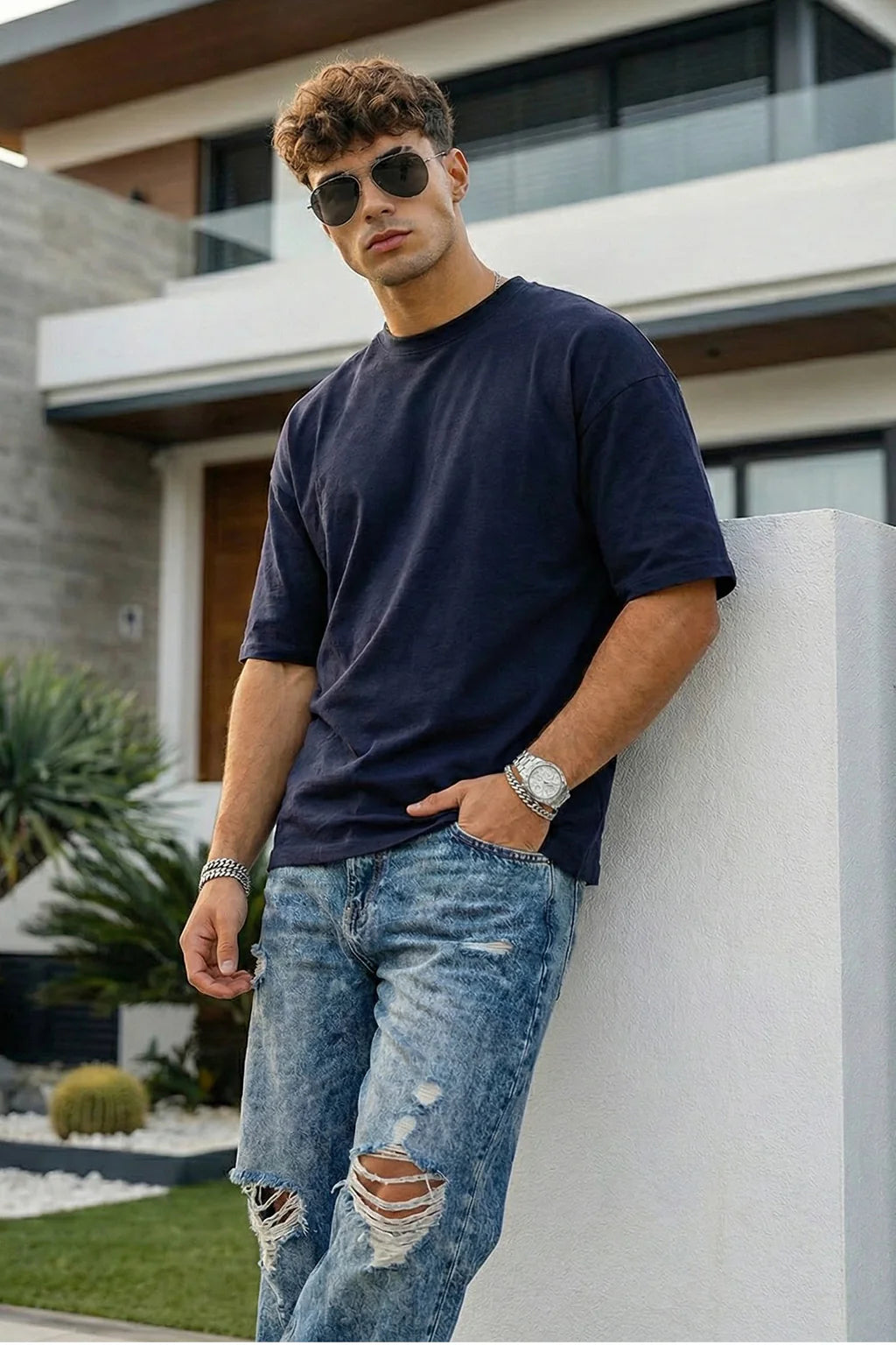 Navy Blue Oversized Unisex T-Shirt