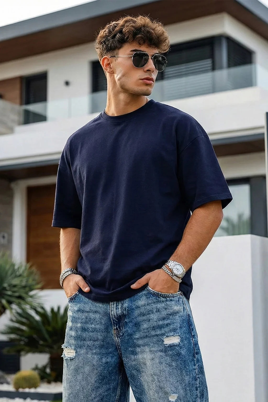 Navy Blue Oversized Unisex T-Shirt